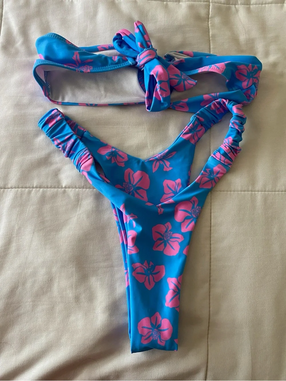 BLUE & PINK FLORAL BIKINI SET WOMENS